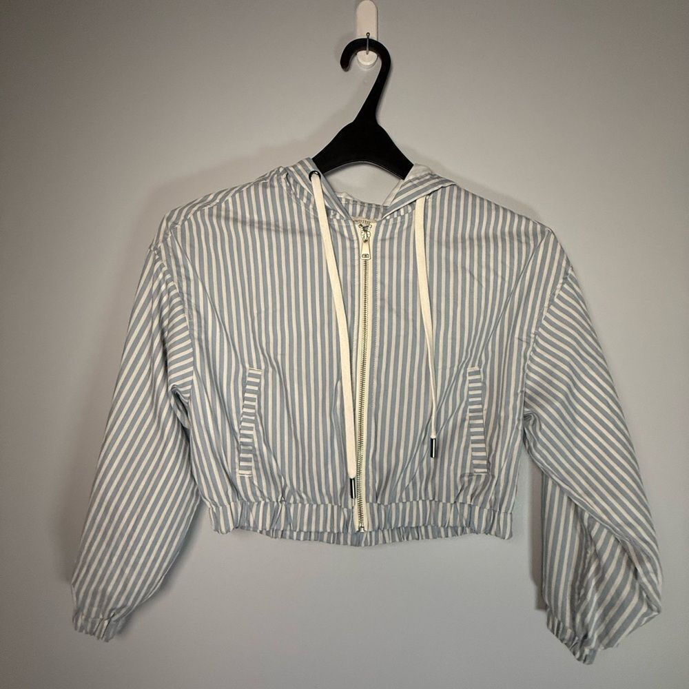 Urban Outfitters Sloane Striped Bomber Jacket Women’s Size XS Cropped Blue White